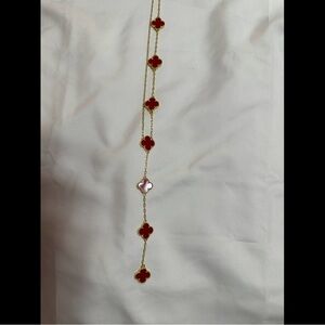 Chic Red and Gold Clover Necklace